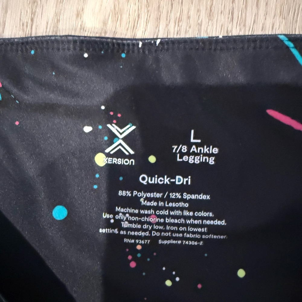 Xersion Black and Pink Splatter Leggings - Picture 3 of 3